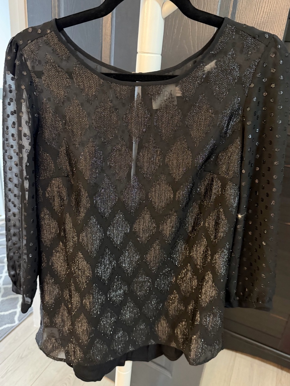 HD in Paris Black Sheer Glitter Long Sleeve Dress Top